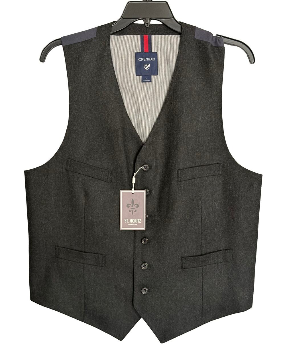 Daniel Cremieux Herringbone Vest Men's Large St. Moritz Wool Blend Charcoal NWT